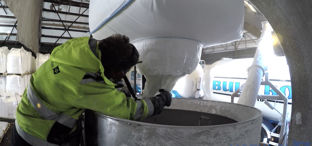 Rebulking of material from big bag to silo in HaminaKotka port - Hacklin Bulk Boys